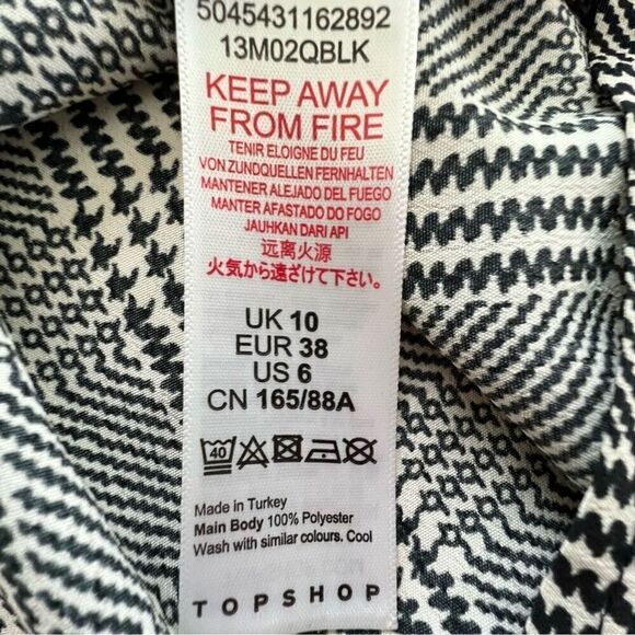 Topshop Houndstooth Button Down Long Sleeve Shirt size 6 - Picture 9 of 11